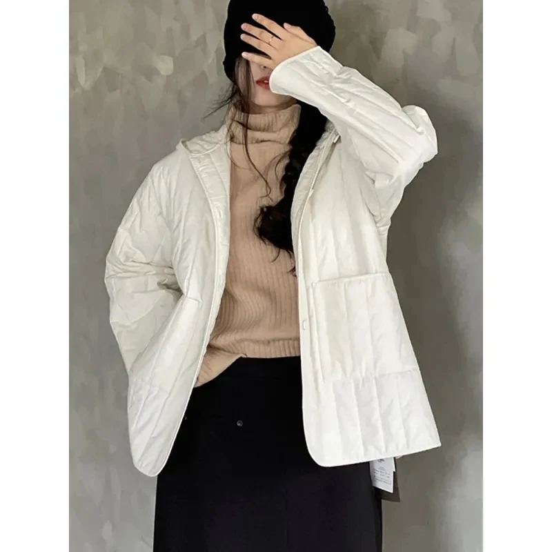 High-end Cotton Jacket With Thickened Hooded Cotton Jacket For Women's 2023 Loose Casual Outerwear Medium Length Cotton Jacket