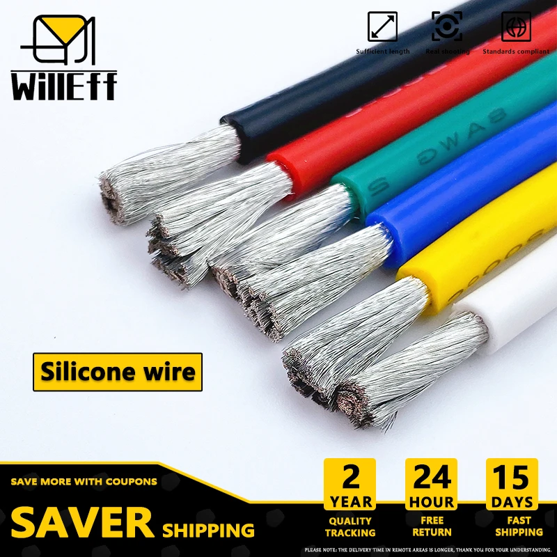 Tanie 6 kolor 2 miernik/dużo przewód silikonowy kabel elektroniczny 30 28 26 24