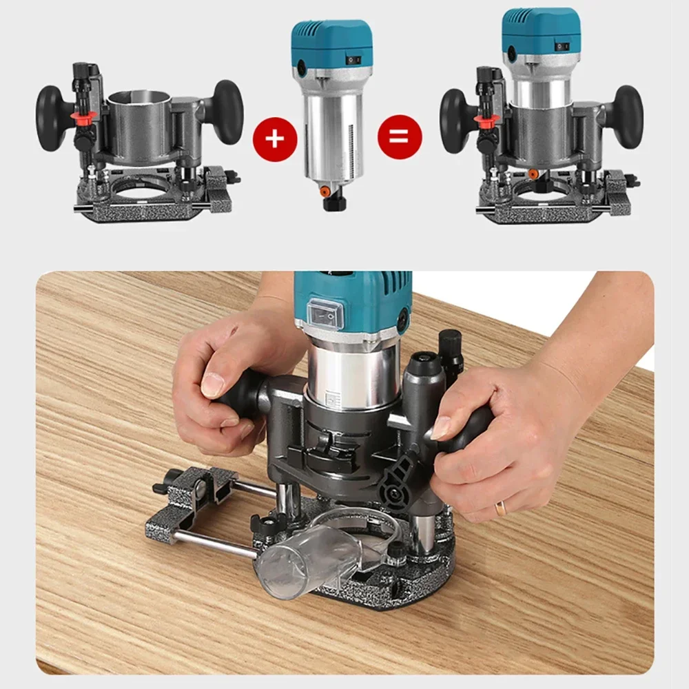 Compact Router Plunge Base for Milling Trimming Machine Wood Router 6.35mm 800W 65mm 3 Types Optional