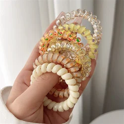 Colorful Spiral Hair Ties - Set of 6 Elastic Hair Rings (2 yellow)