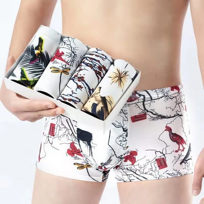 boxers 4PCS/Lot Boxer Underwear Men Homme Brand Mens Underpants Male Panties Breathbale shorts U Convex Pouch Men Printing BOXER best boxer briefs for men Boxers