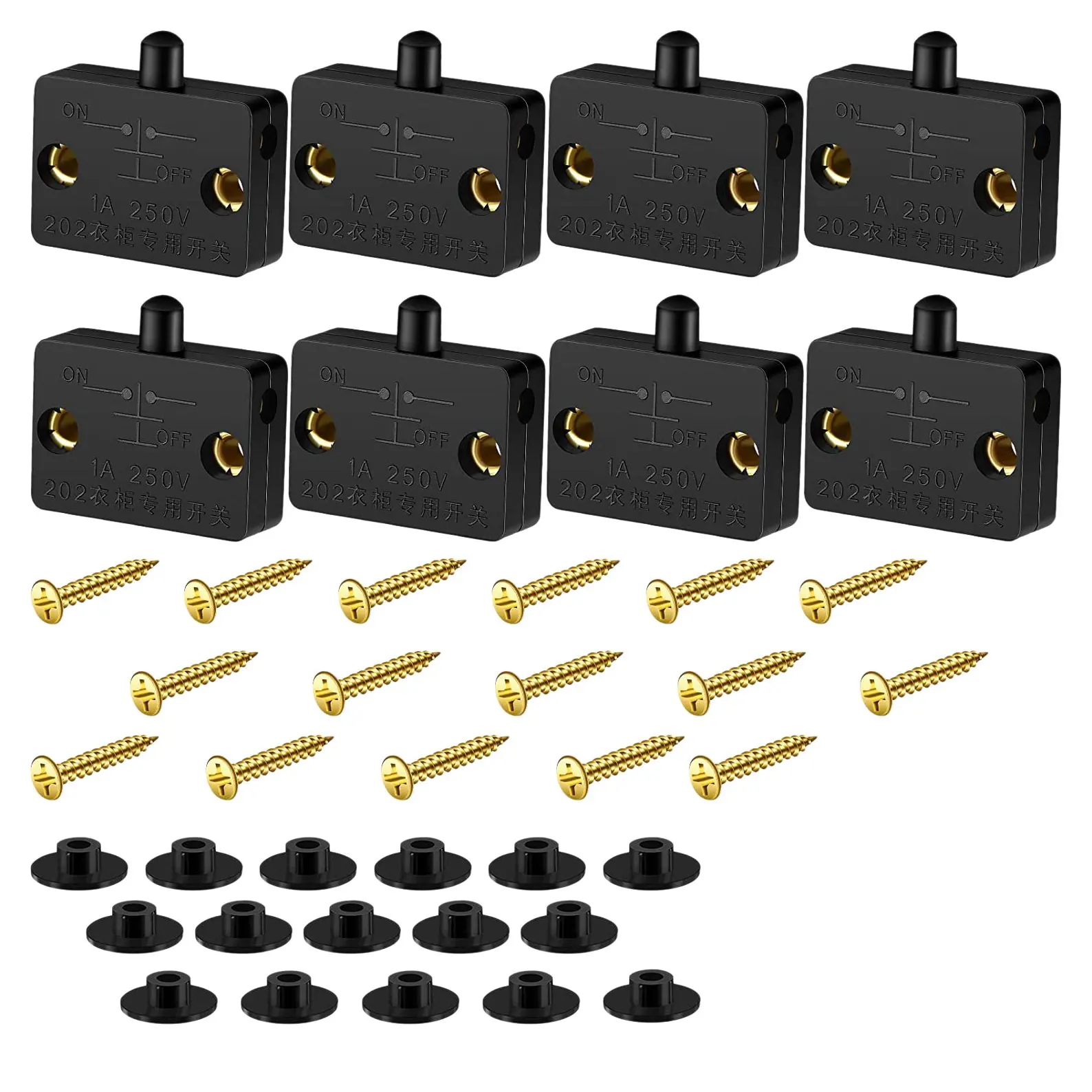 Interruptor Automático do Contato da Porta para o Armário Interruptor da Lâmpada do Armário Aplicável a 12v 24v 110v Preto Pcs