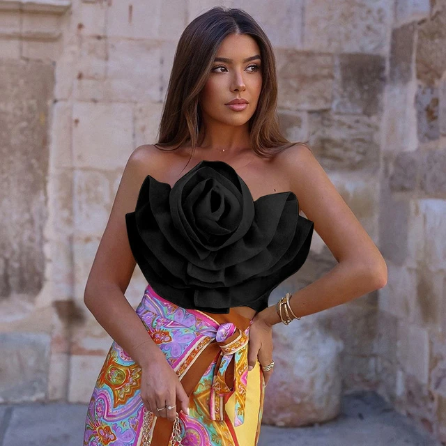 A Bouquet of Roses Bardot Top Baby Pink off Shoulder Crop Top 3D