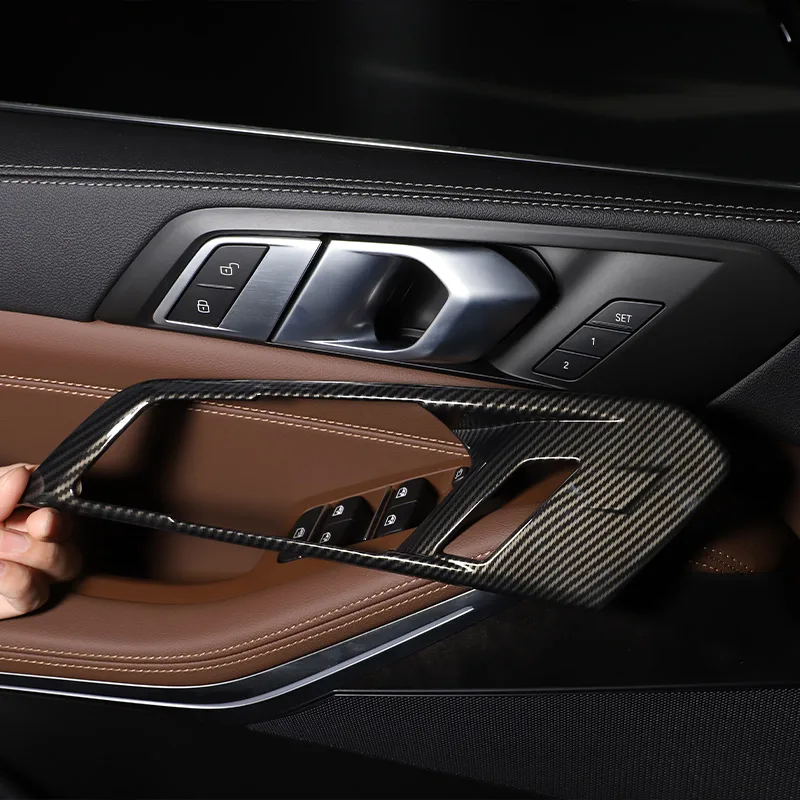 

ABS Carbon Fiber For BMW X5 G05 2019 2020 Car Styling Inner Door Handle Cover Trim Frame Sticker Chrome Interior Accessories