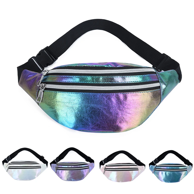 Laser waistpack for running, messenger bag for women, reflective outdoor beach bag, stylish cash bag for men