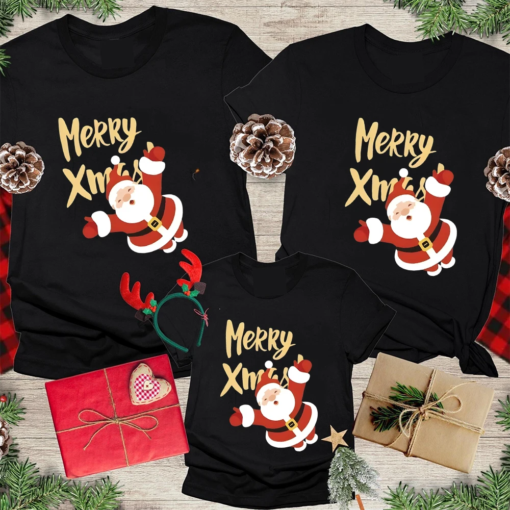 Merry Xmas Matching Family Christmas Shirts Family Christmas Shirts Xmas Tees Father Mother Kids T-shirt Baby Romper 4