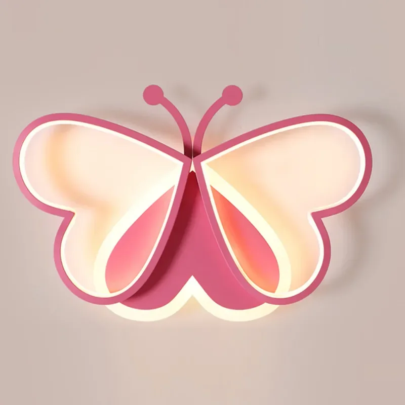 Nordic Pink Ceiling Lamp Modern Butterfly Ceiling Chandelier For Children RoomIndoor Decor LED Girls Room Lighting Fixtures images - 6