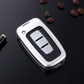 Telecomando in lega di alluminio 3 pulsanti Smart Car Key Case Cover per KIA Sportage Forte per Hyundai Solaris HB20 Veloster SR IX35 - Telecomando in lega di alluminio 3 pulsanti Smart Car Key Case Cover per KIA Sportage
