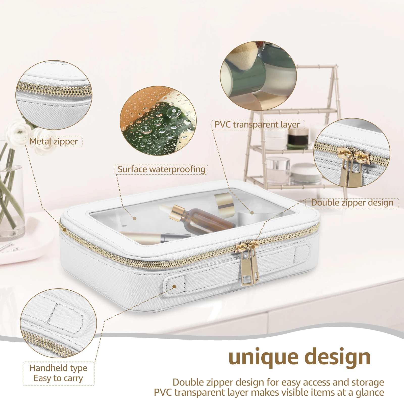 1Pc Clear Makeup Bags Large Capacity Cosmetic Storage Bags Waterproof Toiletry Travel Bag Stylish Makeup Pouch for Men and Women