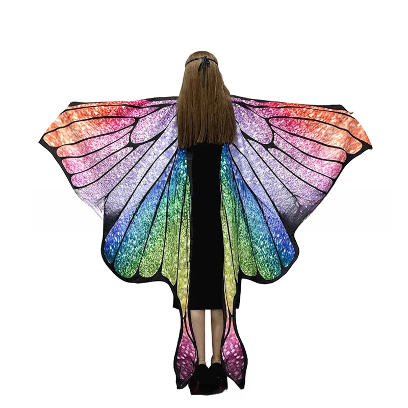 MzoLife Disfraz De Mariposa Para Mujer – Poncho Con Alas, Antifaz Y Bufanda, Ideal Para Halloween Y Fiestas