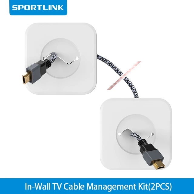 SPORTLINK in-Wall TV Cable Management Kit - Hide TV Wires Behind the Wall -  White