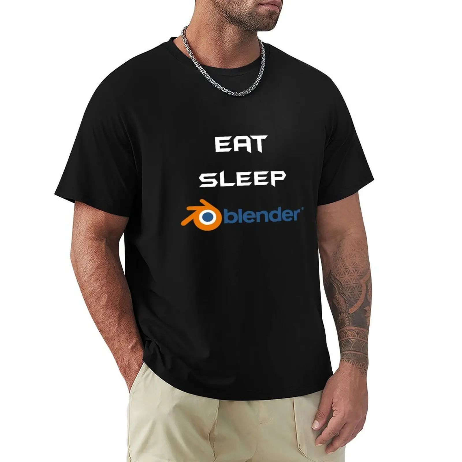 Eat Sleep Blender - Blender 3D Designer T-Shirt Anime Clothes Kawaii Clothes Tees Boys Animal Print Mens Magliette Divertenti