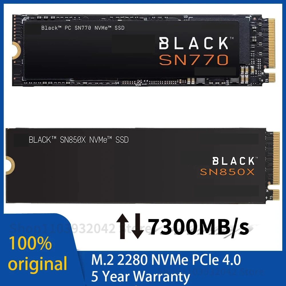 

Western original BLACK SSD 4TB NVMe Internal Gaming SSD Solid State Drive SN770 SN850X Gen4 PCIe M.2 2280 3D NAND for PC PS5 SSD