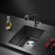 

Stainless Steel Kitchen Sink Black Strainer Gadget Pipe Small Undermount Faucet Washing Sink Bathroom Cuisine Home Improvement