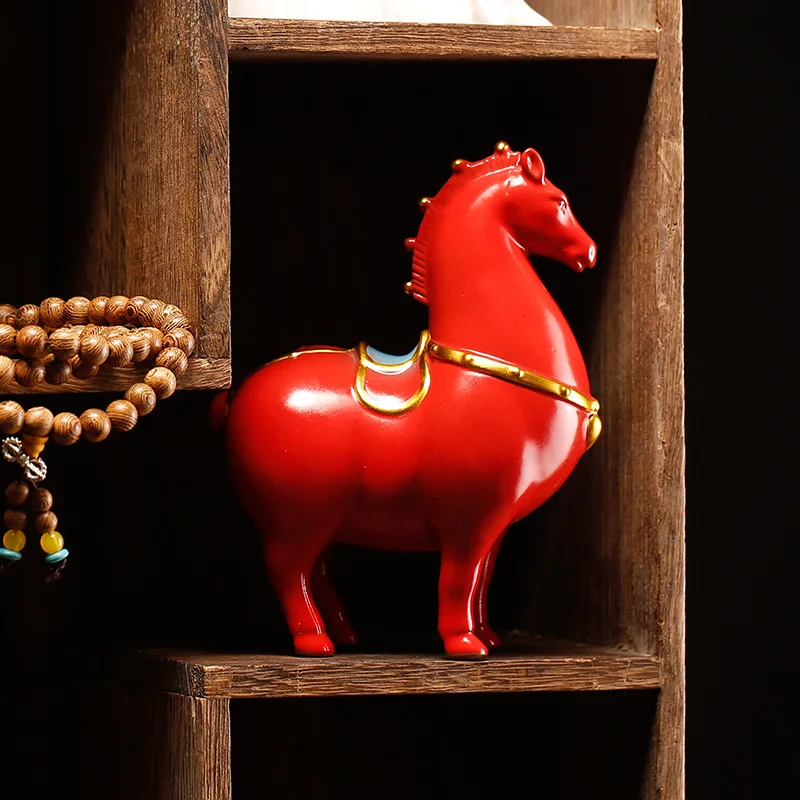 Chinese Style Creative Tangma Ceramic Ornaments Gift Crafts Horse To Success Desktop Living Room Study Room Decoration