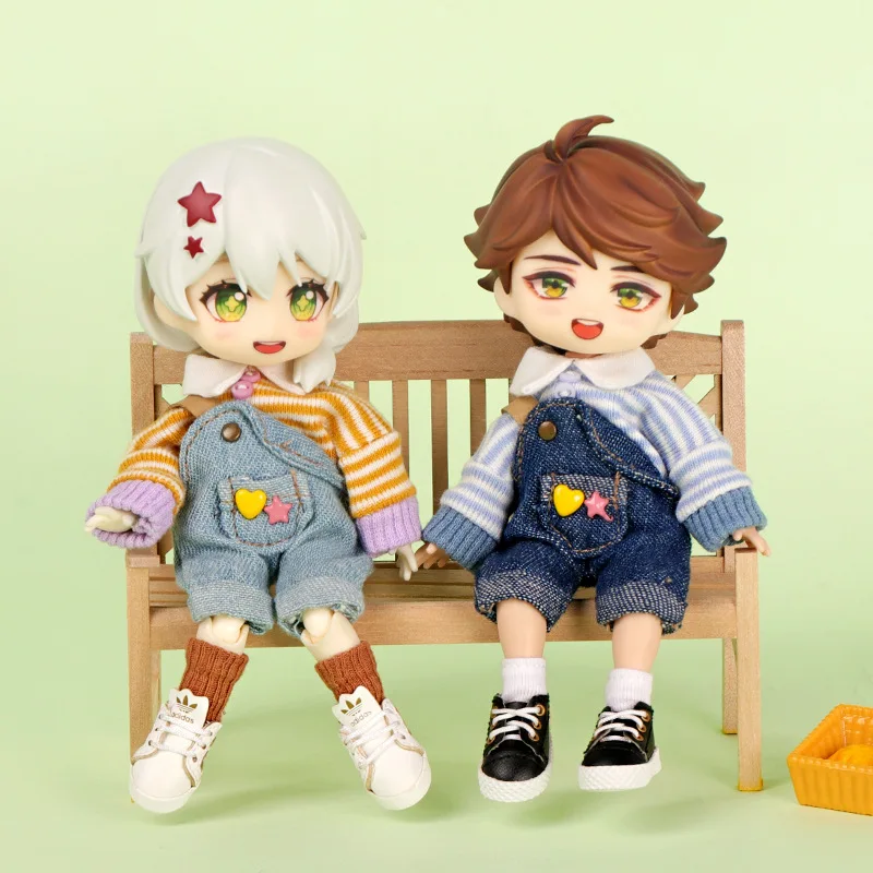 ob11 baby coat lapel sweater one-shoulder suspenders set 1/12 plain body doll clothes doll accessories 4