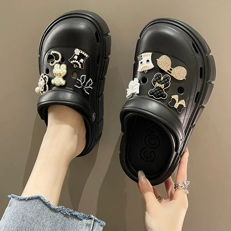 6cm DIY Platform Slippers Summer Women's Sandals Wedges Ladies Outdoor Clogs Thick Street Beach Slides Girls Garden Shoes