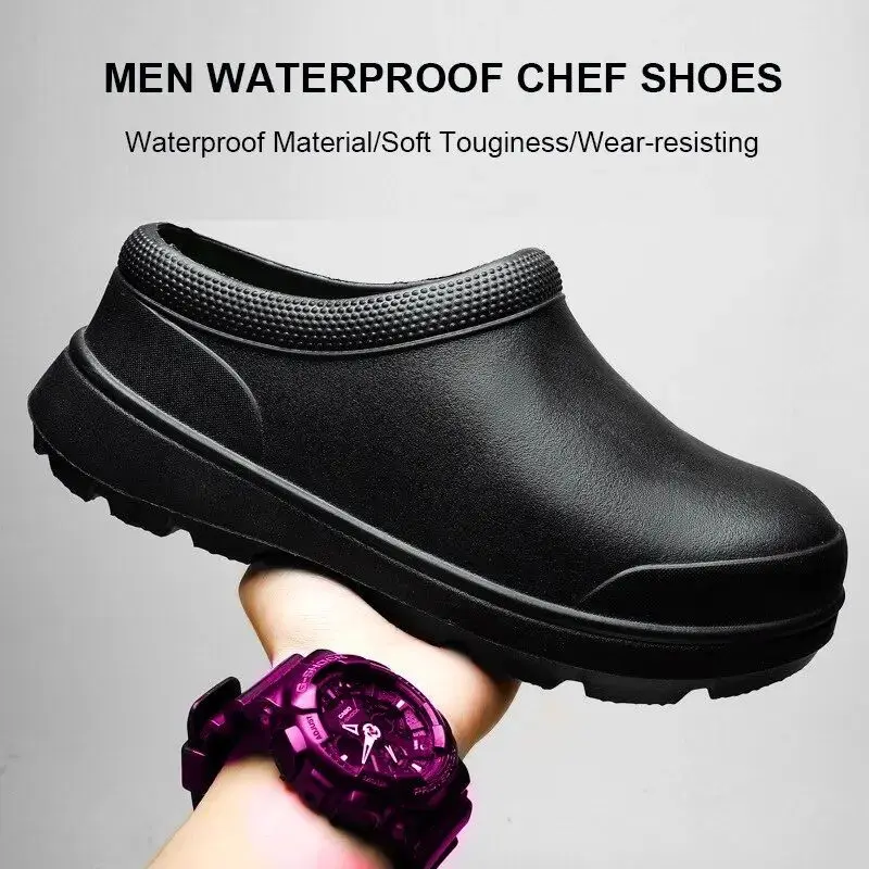 Chef shoes Oil-proof men's chef shoes Non-slip men's safety shoes Soft waterproof work sandals Spring and autumn rain boots