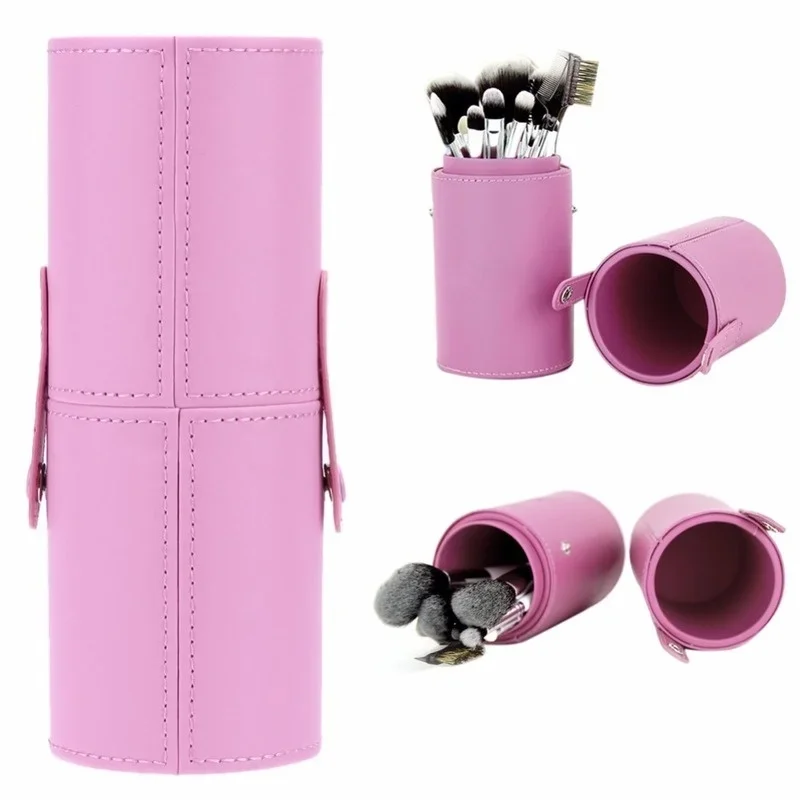 Makeup Brush Holder PU Makeup Brush Storage Bucket Makeup Bucket Cylinder Bag Beauty Tools