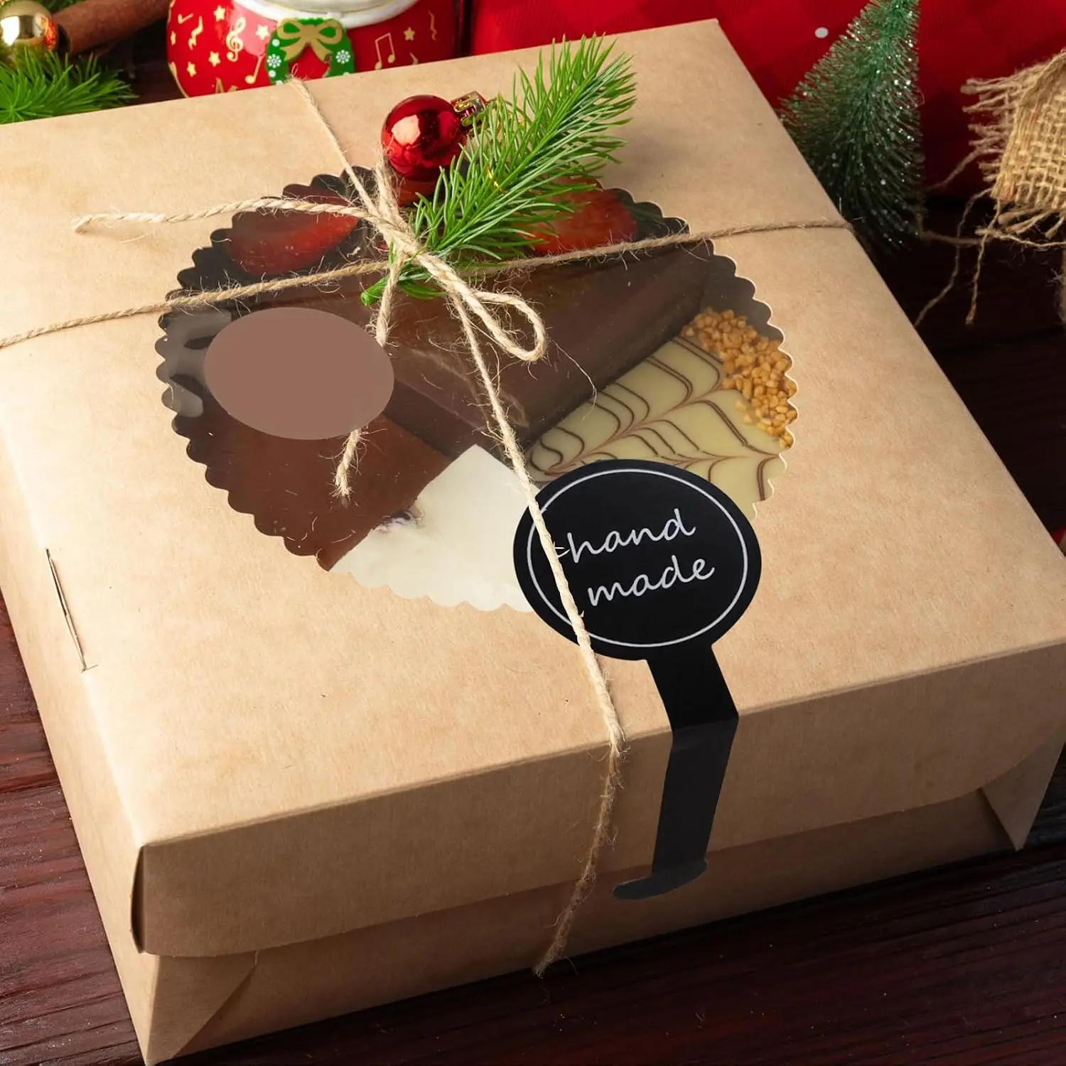 50pcs 수제 롤리팝 베이킹 스티커 케이크 상자 베이킹 선물 포장 스티커에 대한 긴 자체 접착 변조 방지 씰 라벨