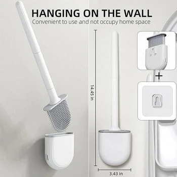 Scopino per WC a parete di ricambio Scopino per WC in silicone con manico lungo Setole morbide ad asciugatura rapida Set da bagno per bidet 1