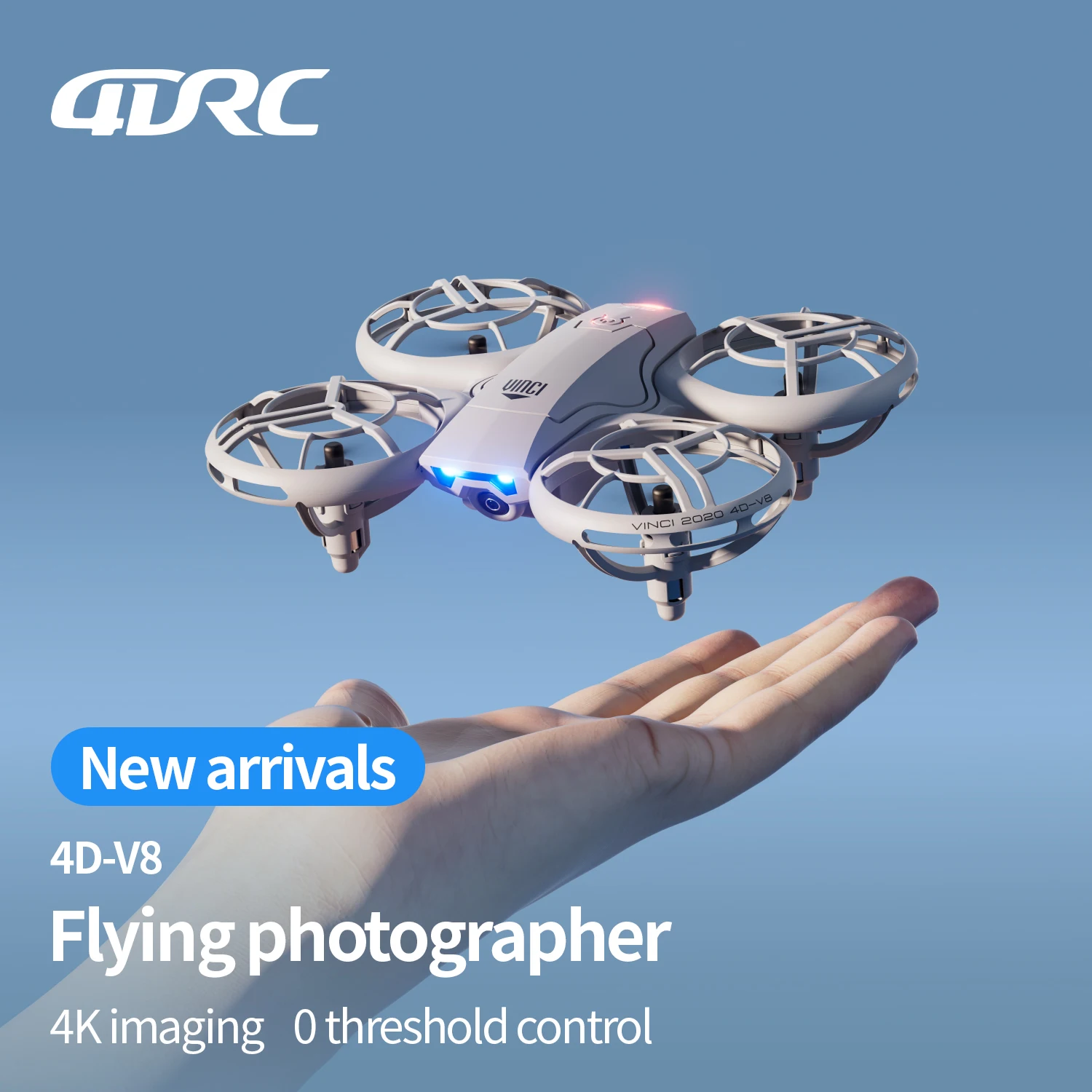 Mini Drone Selfie Poche 6K HD plié, montrant son design compact et sa double batterie