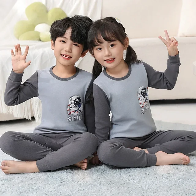 Pijamas de manga larga para niños y niñas, ropa de dormir de algodón,  conjuntos de pijamas para niños de 2, 4, 6, 8, 10 y 12 años, Otoño e  Invierno - AliExpress