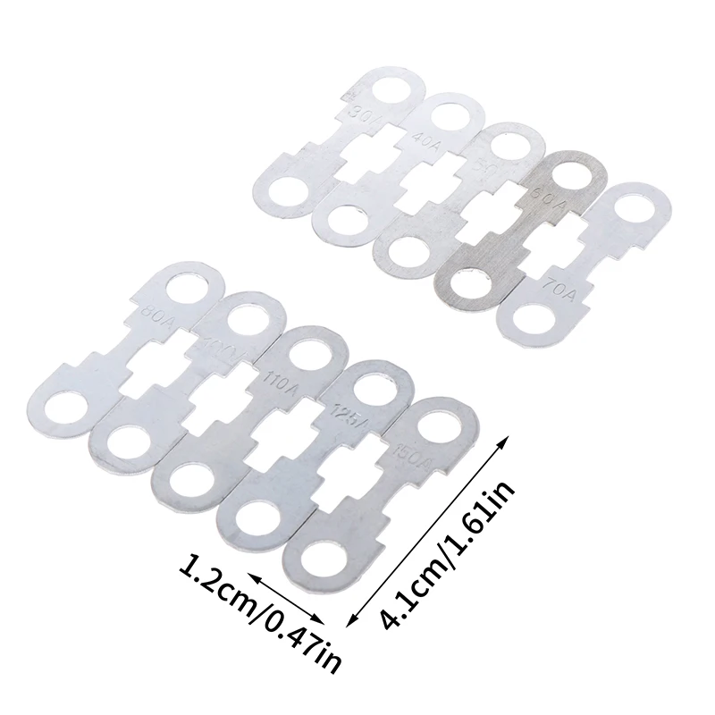 Car Fuses 10Pcs 30A-150A 32VDC Automotive Flat Zinc Sheet Small Fuse Sheet for Car Fuse Round Hole Insert Auto Parts