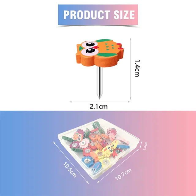 30Db Bagoly Alakú Hüvelykujj -Push Tokok Színes Rajz Fotó Fali Csapok ...