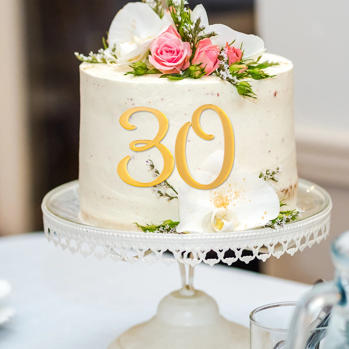 Golden Number 0-9 Mirror Acrylic Cake Toppers Birthday Number Cake Decoration for Kids Adult Wedding Anniversary Party Supplies