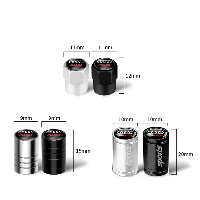 4-Piece Luxury Car Wheel Tire Valve Cap Set with Badge Emblem