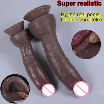 Realistic Dildo Black Dick Gay Soft Silicone Big Penis Cheap Adults Sex Toy Suction Cup For Men Women Strapon Female Masturbator 3