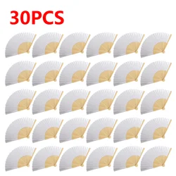 DIY Paper Bamboo Folding Fan Set - 50 Pack for Calligraphy, Painting, and Crafting (30PCS Fan)