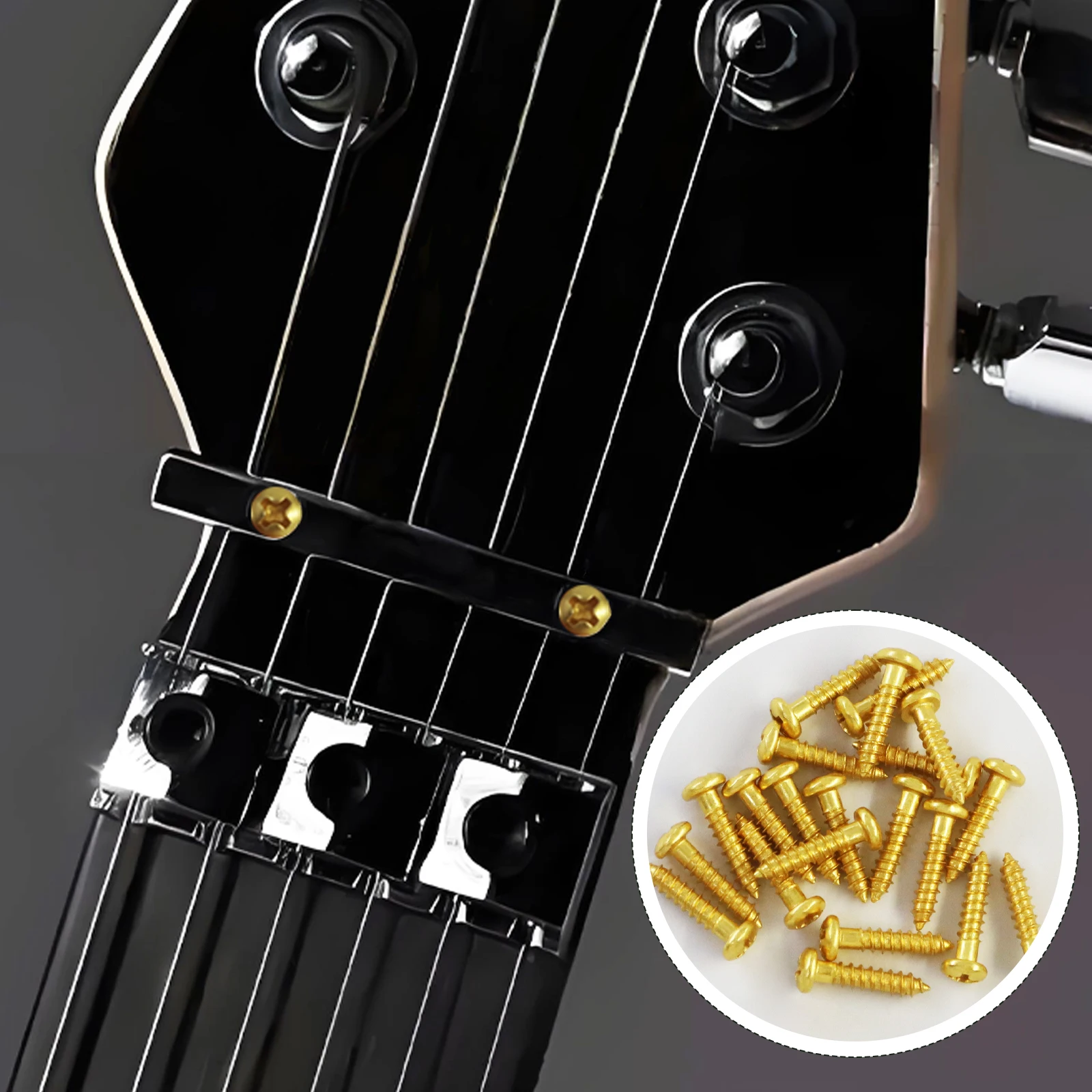 기타 잠금 너트/스트링 트리/스트링 리테이너 바 장착 나사 2.8*14.5mm, 검정색, 크롬 및 금색으로 제공됩니다.