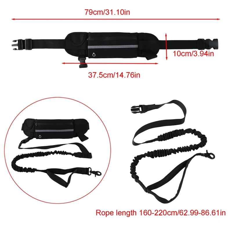 Title 7, Dog Running Leash with Zipper Pouch, Elastic Bu...