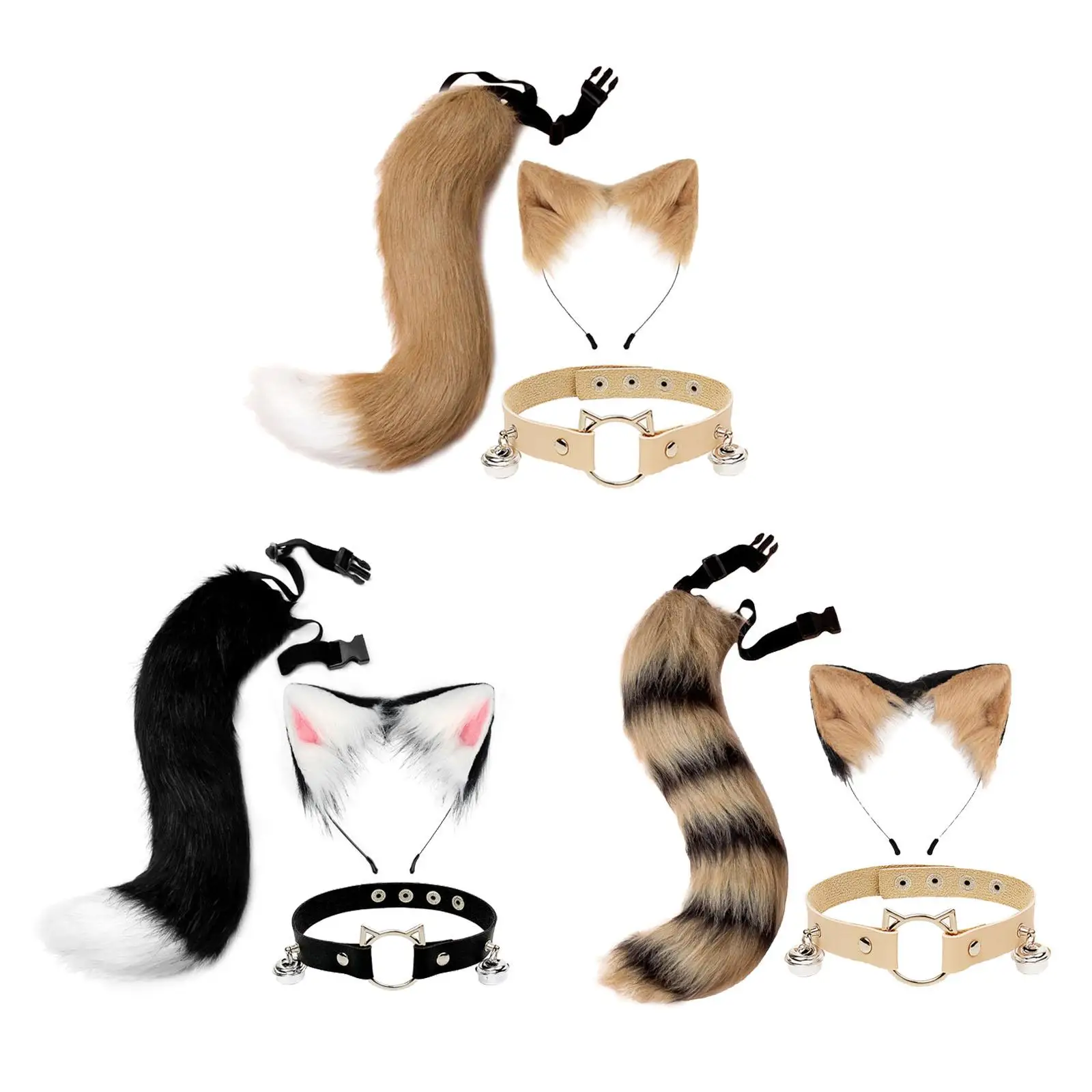 

Plush Faux Fur Cat Ears and Tail Set Costume Fancy Dress Cosplay Decoration for Party Masquerade Role Play Carnival Stage Shows