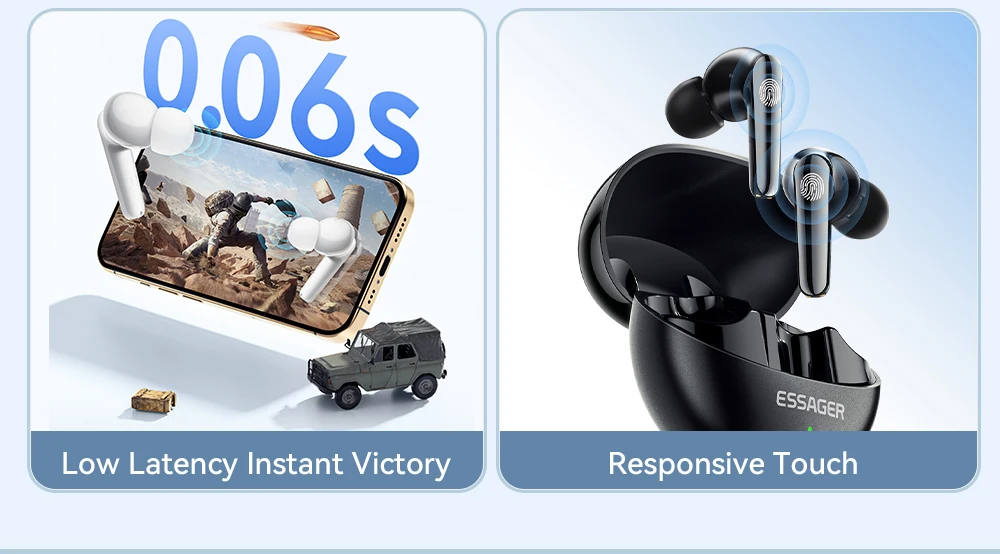 Description Picture 4 of itemEssager Wireless Bluetooth5.3 Headset Dual Noise Cancellation Touch Control Earbuds With Microphone HiFI Stereo Sound Headphones