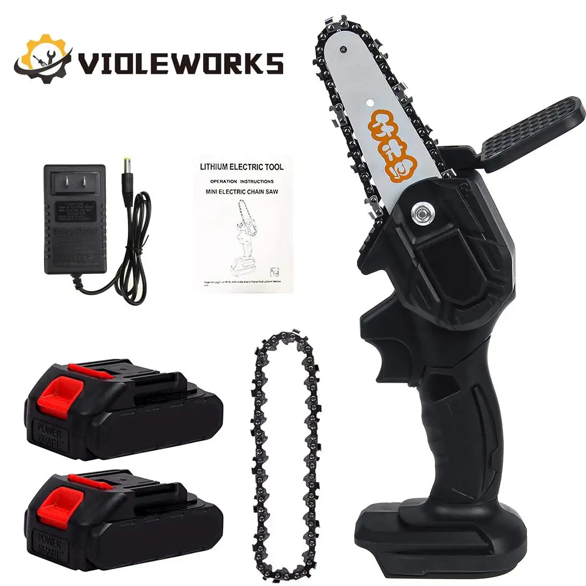 Mini Electric Saw Chainsaw 4 Inch 18V with 2PCS Battery Rechargeable