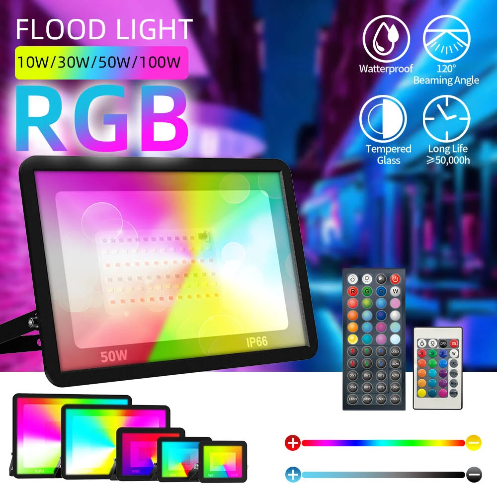 RGB Светодиодный прожектор уличный светильник 10 Вт 30 50 100 IP66 настсветильник лампа