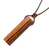 Crystal Cuboid Stone Pendant Natural Amethyst Lapis Lazuli Rose Quartz Stone Pendant Adjustable Rope Women Necklace Jewelry 4