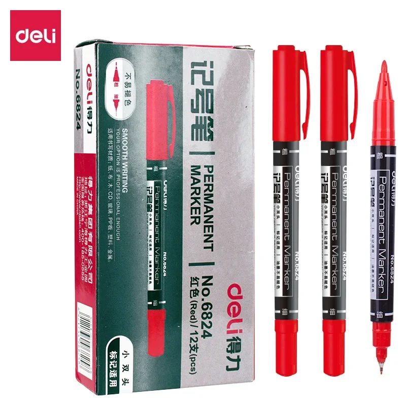 Permanent Marker Pen Permanent Marker Markers Pen Permanent Markers Marker Pens 4/9pcs/lot Deli Twin Tip Fine Point Waterproof Ink Thin Nib Crude Nib Black Ink 0.5mm-2mm Fine Color