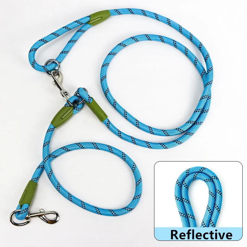 Dog Leash Harnesses Leads for Dogs Walking Slung Shoulder Hands Free Leashes Running Dog Chain Multifunctional Double-head Leash 