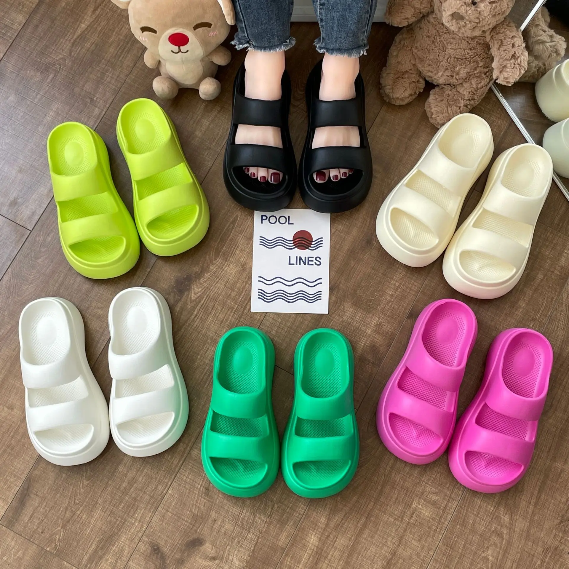 Slippers women's 2023 new summer EVA 7cm wedge heel with thick sole solid casual outer wear non-slip sandal ladies flop flips