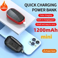 Solar Mini Power Bank Key Ring Portable Charger Outdoor Camping External Battery Emergent Power 1200mah Powerbank for Xiaomi 2