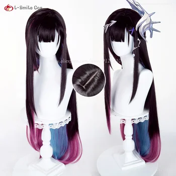 Parrucca sintetica Helektra Cosplay 96 cm Nero Viola Blu Parrucche per le donne Halloween Hysilens Anime Cos Parrucche Capelli resistenti al calore
