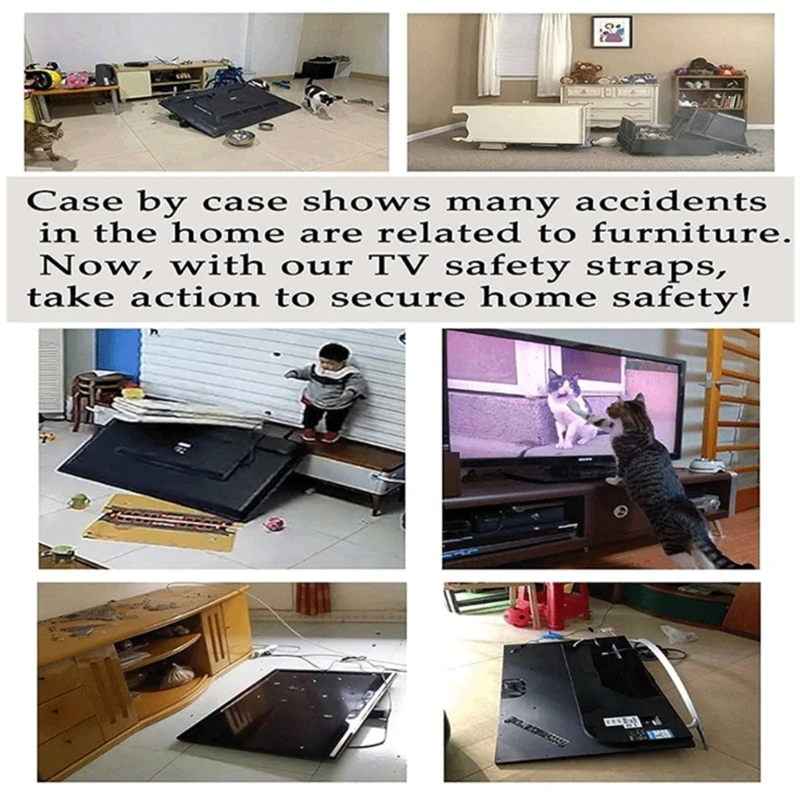 Сверхмощные ремни для телевизора и мебели, защищающие от опрокидывания Ремни для телевизора, регулируемые для безопасности детей