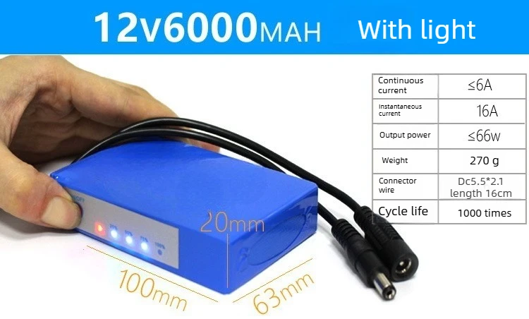12V Polymer Lithium Battery 6Ah-20Ah for Power Display Light, Charging Protectio