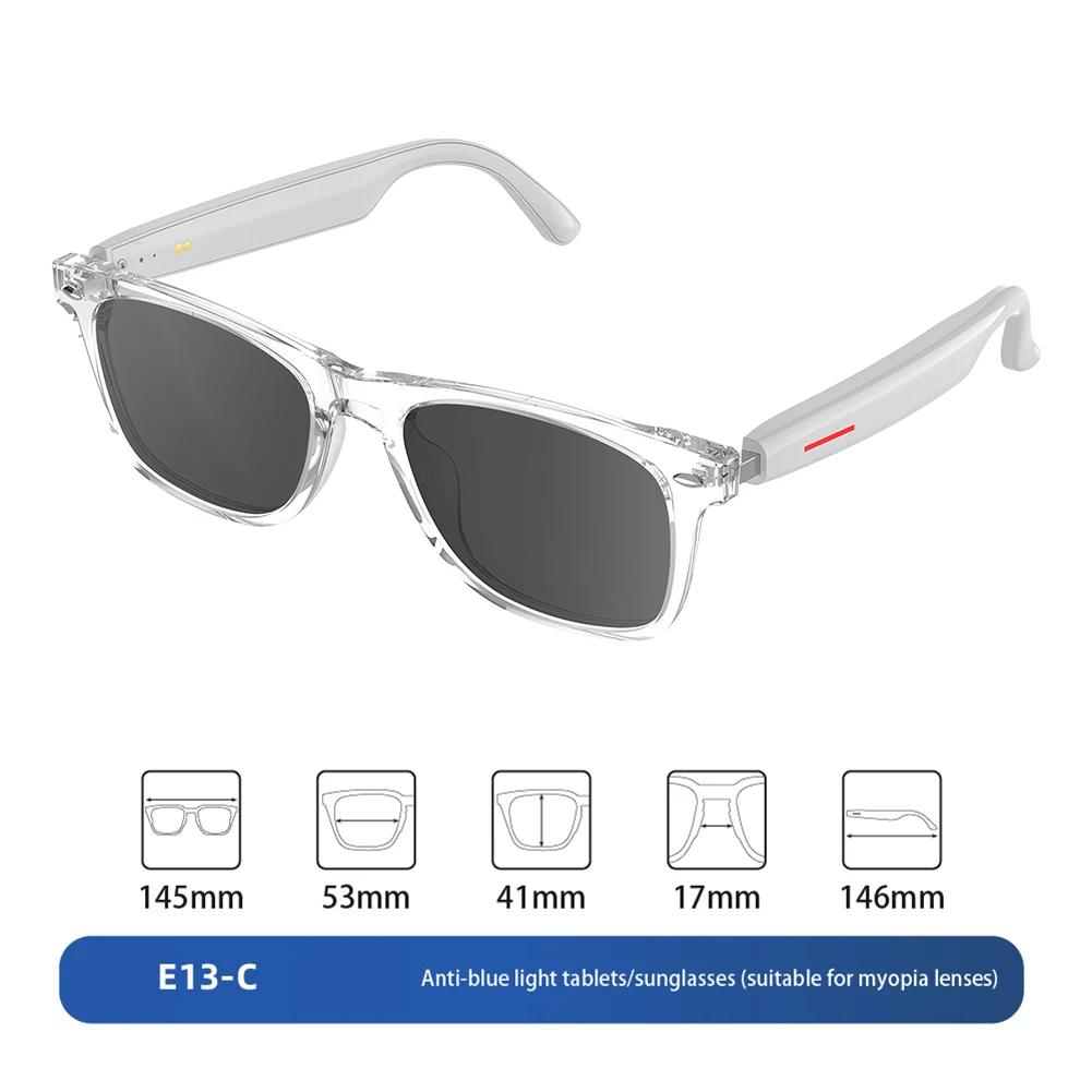 E13 Smart Touch Translation Glasses Wireless Bluetooth Translation Headset UV Protective Polarised Lenses Video Call