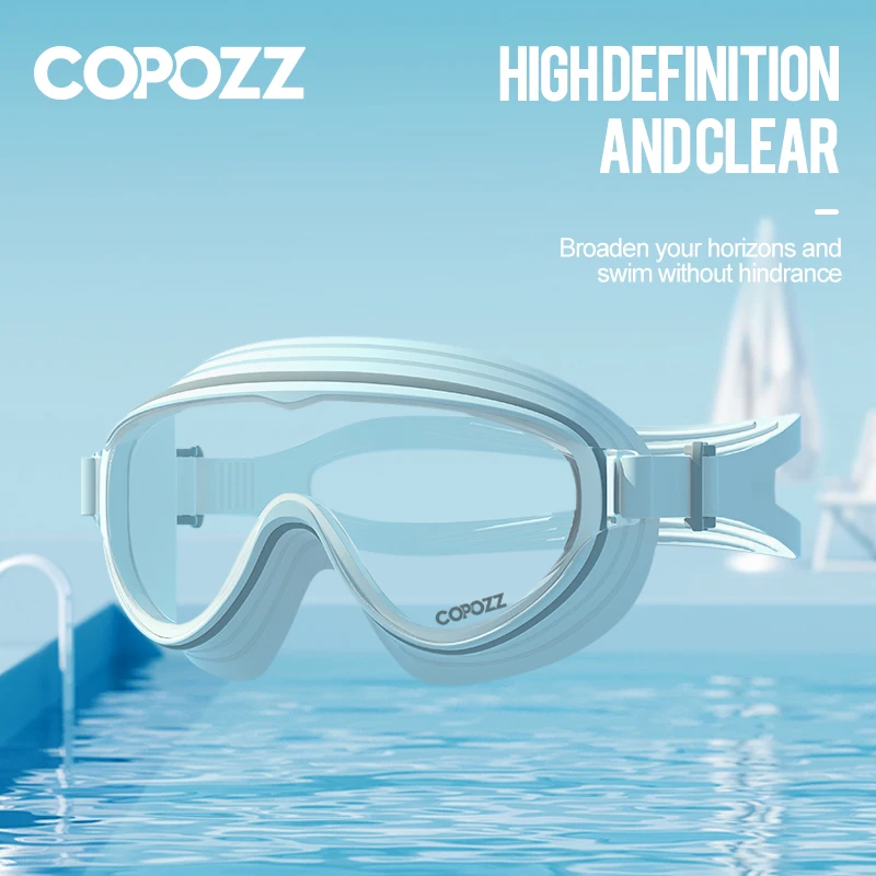 Lunettes de natation grandes montures trois couches anti-buée étanches adultes unisexes