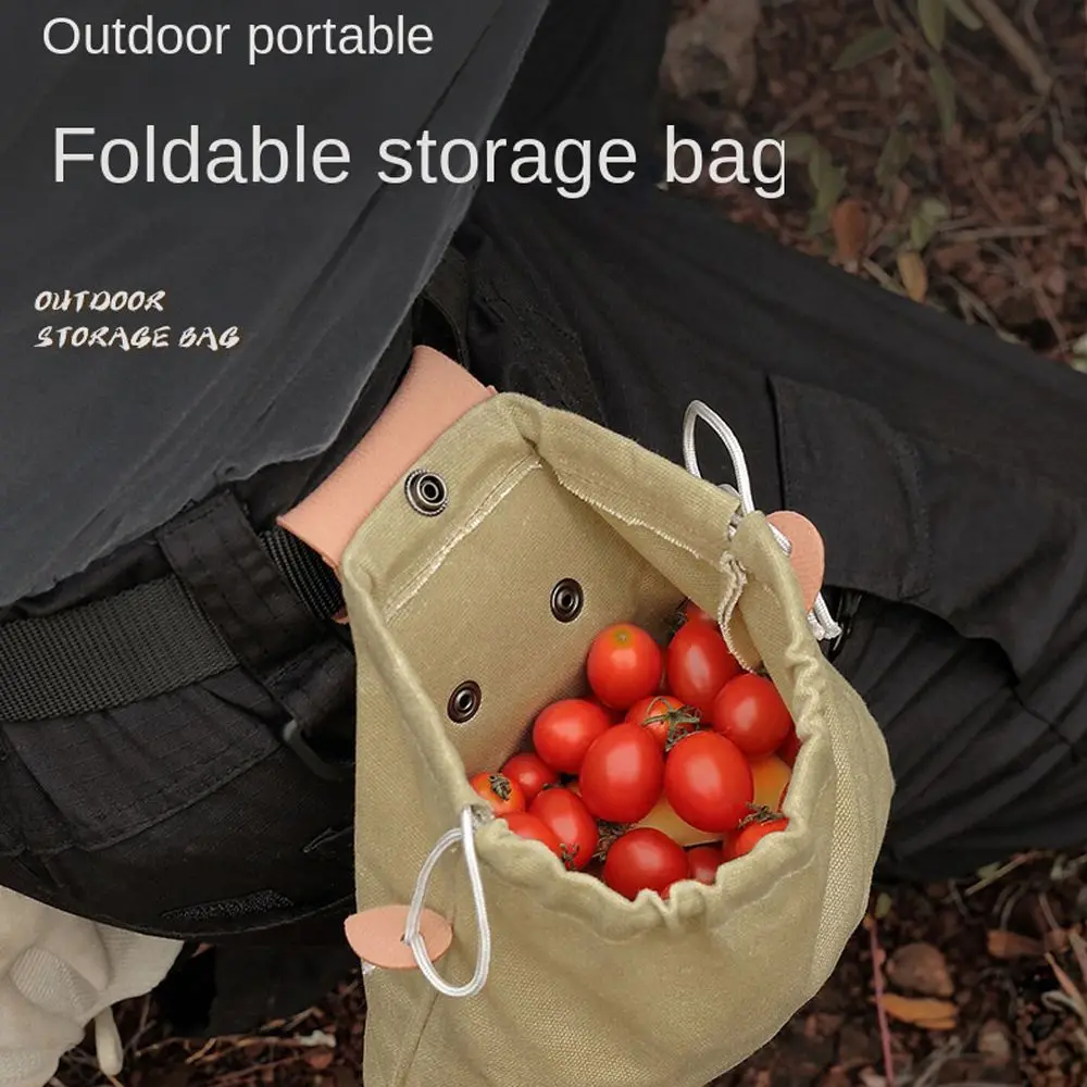 

Collapsible Fruit Picking Outdoor Tools Drawstring Pocket Hiking Camping Pouch Bushcraft Bags Outdoor Foraging Bag Storage Bag